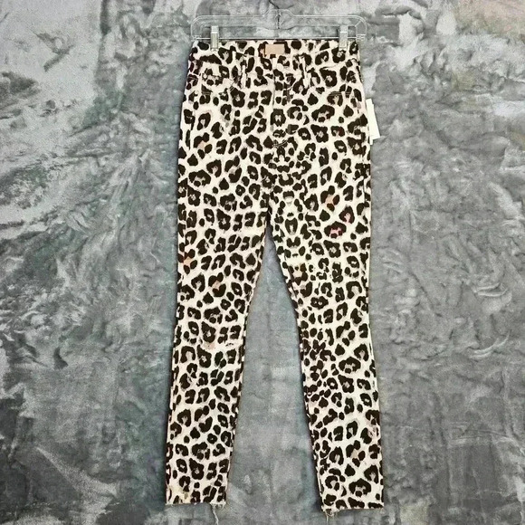 Mother Pants Womens 25 Brown High Rise Cheetah Leopard Animal Print Neutral NWT - Picture 1 of 8